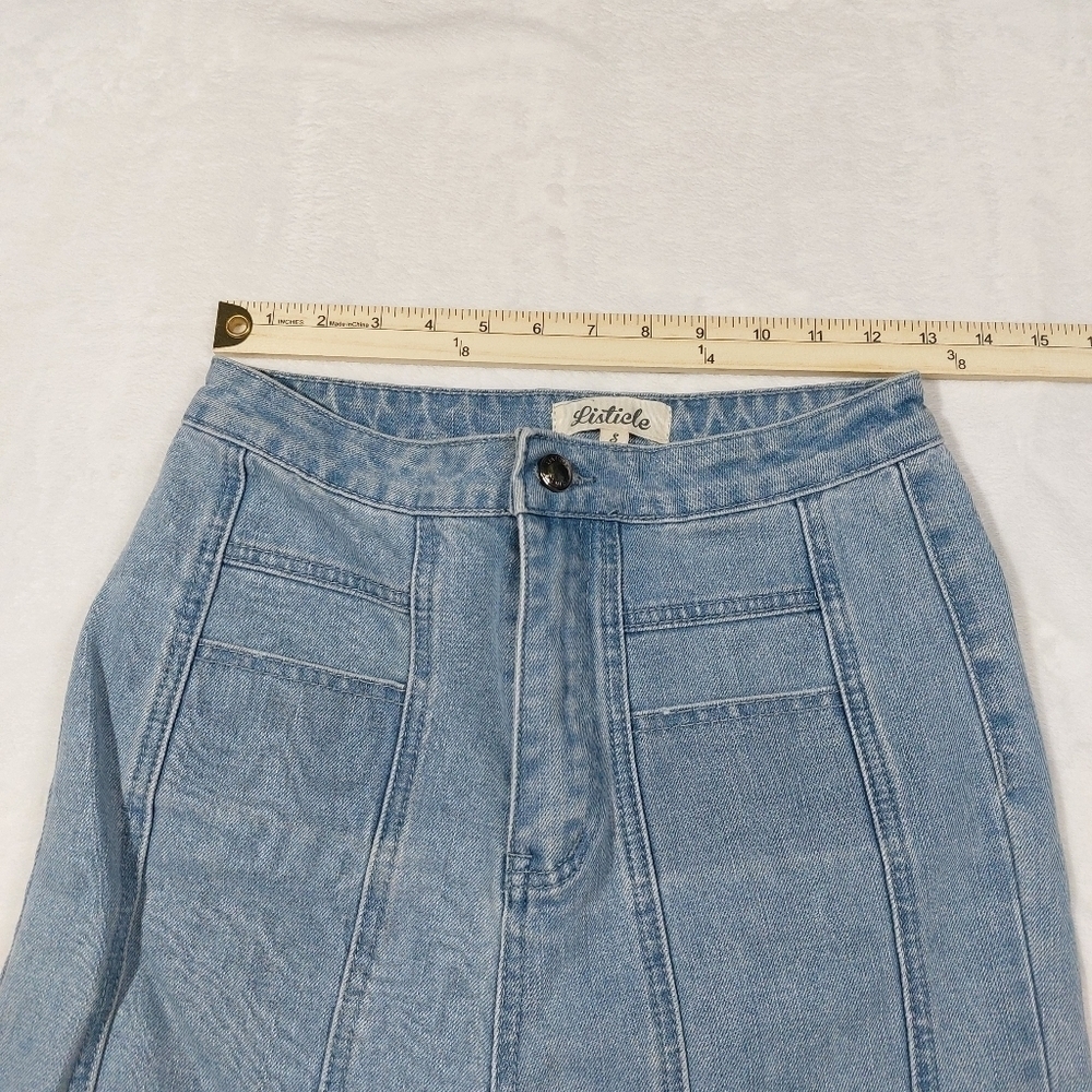 LISTICLE WOMEN'S FLARE RAW HEM DENIM BLUE JEANS SIZE SMALL - Picture 6 of 12